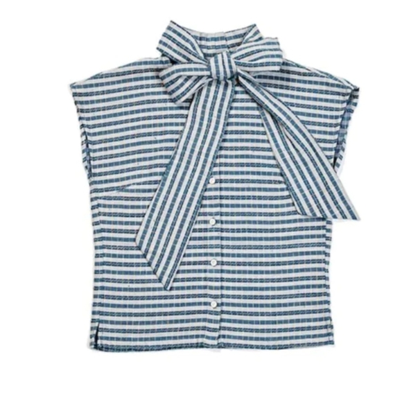 Ace & Jig tie neck top Page Blouse in Starboard - Picture 2 of 2